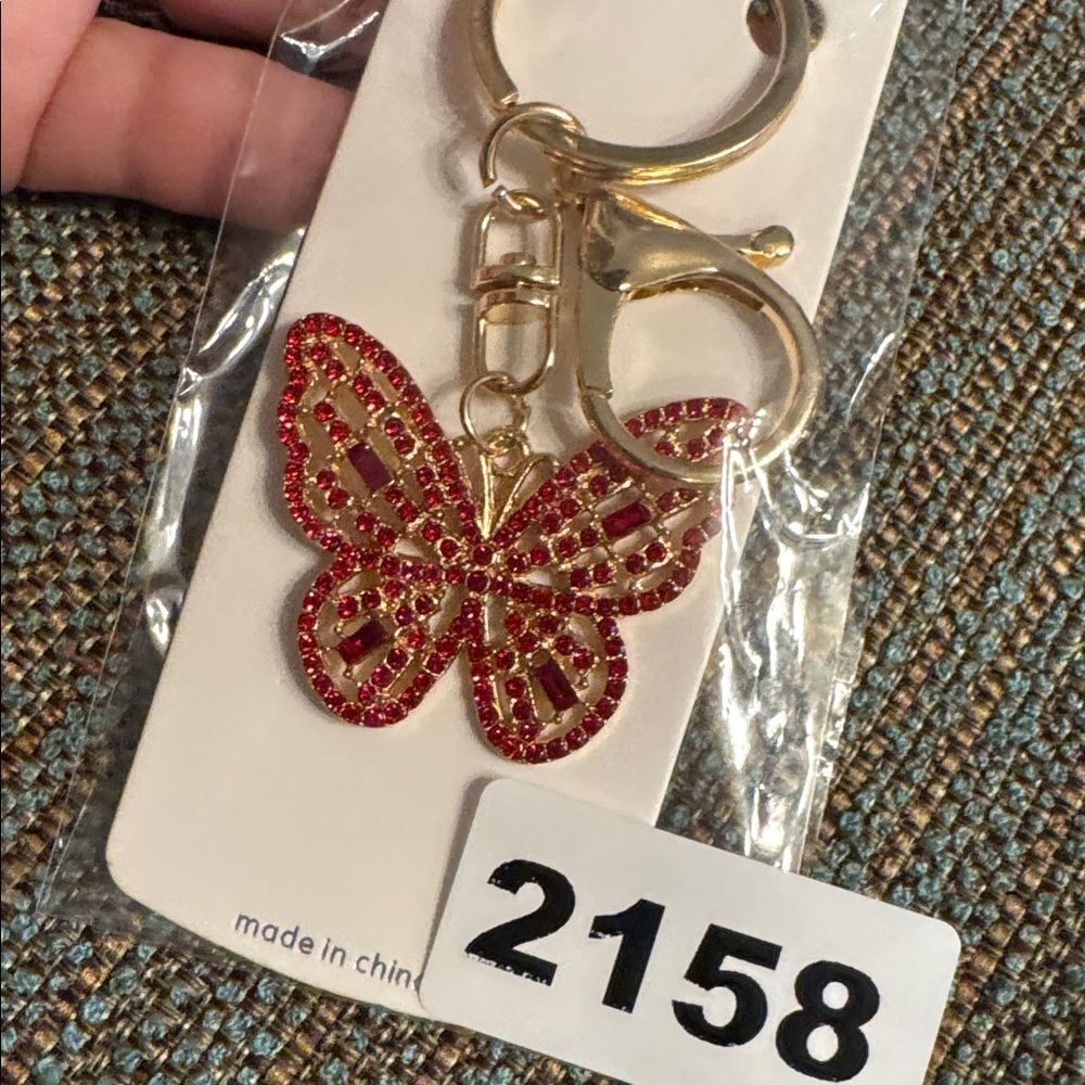 2158 Rhinestone Butterfly Key Ring, Bag‎ Charm